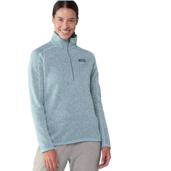 EUC Patagonia Tubular Blue Sweater Quarter Zip Fleece Popover Jacket Size Large - Picture 2 of 11